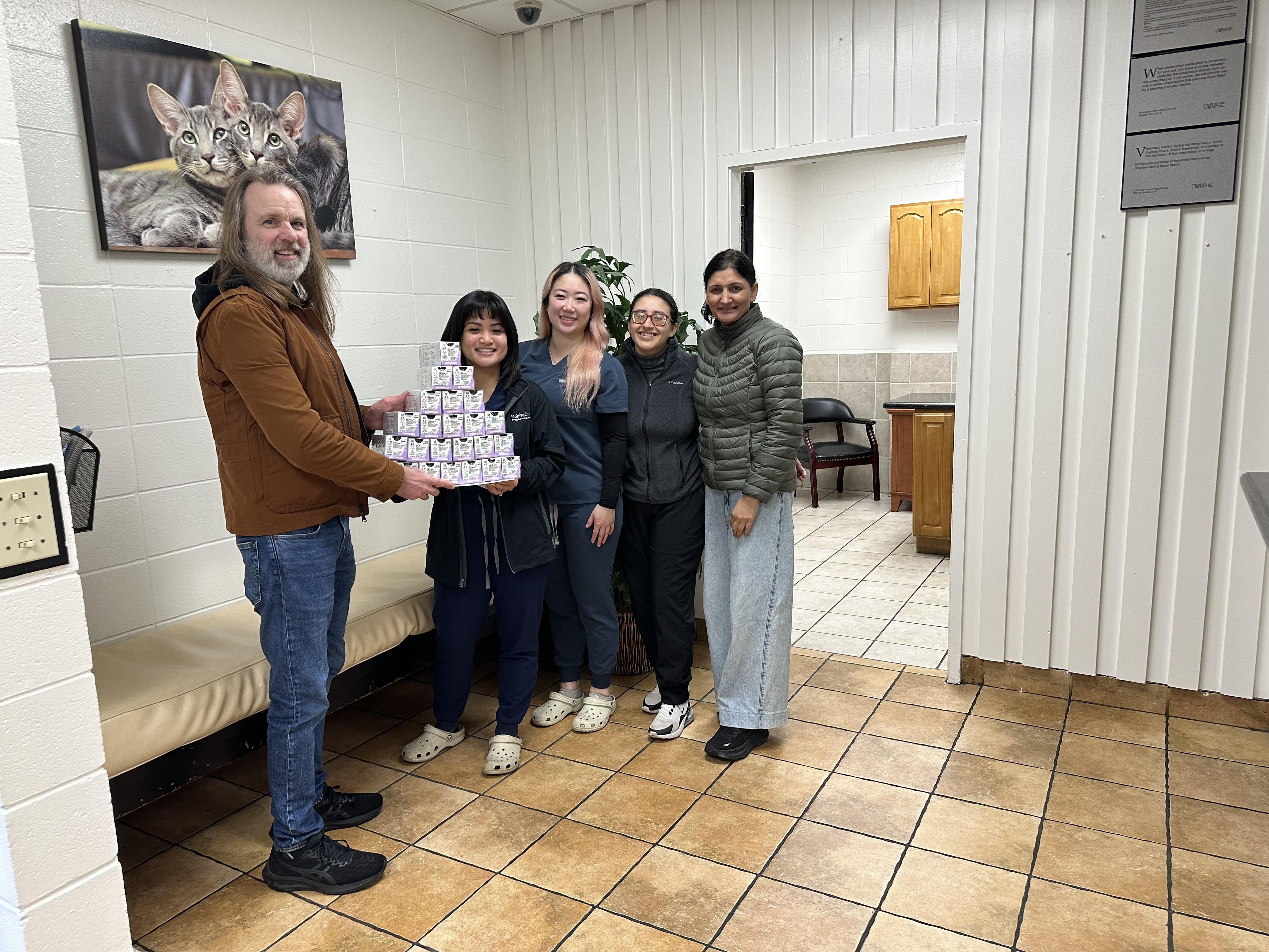 Volunteers with suture donations